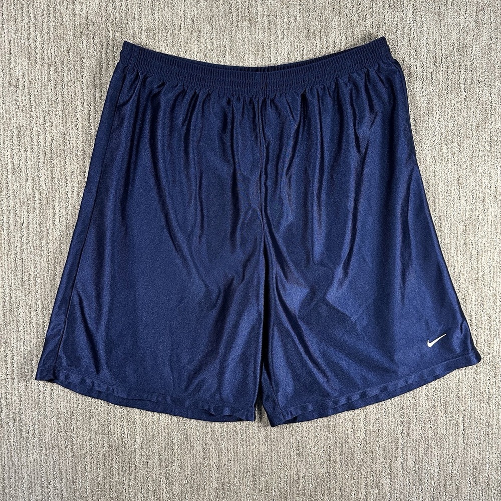 Vintage Nike Dazzle Silky Shimmer Navy Blue Basketball Shorts Mens 2XL‎ Made USA